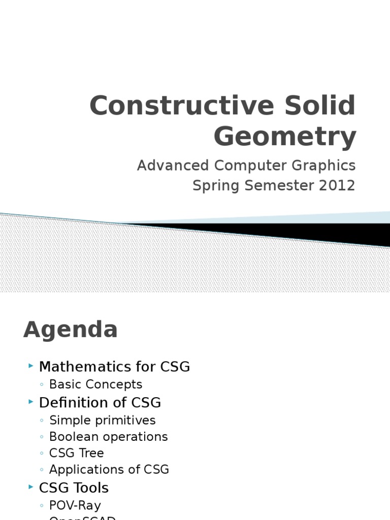 Constructive Solid Geometry Overview | PDF | 3 D Modeling | Boolean Algebra