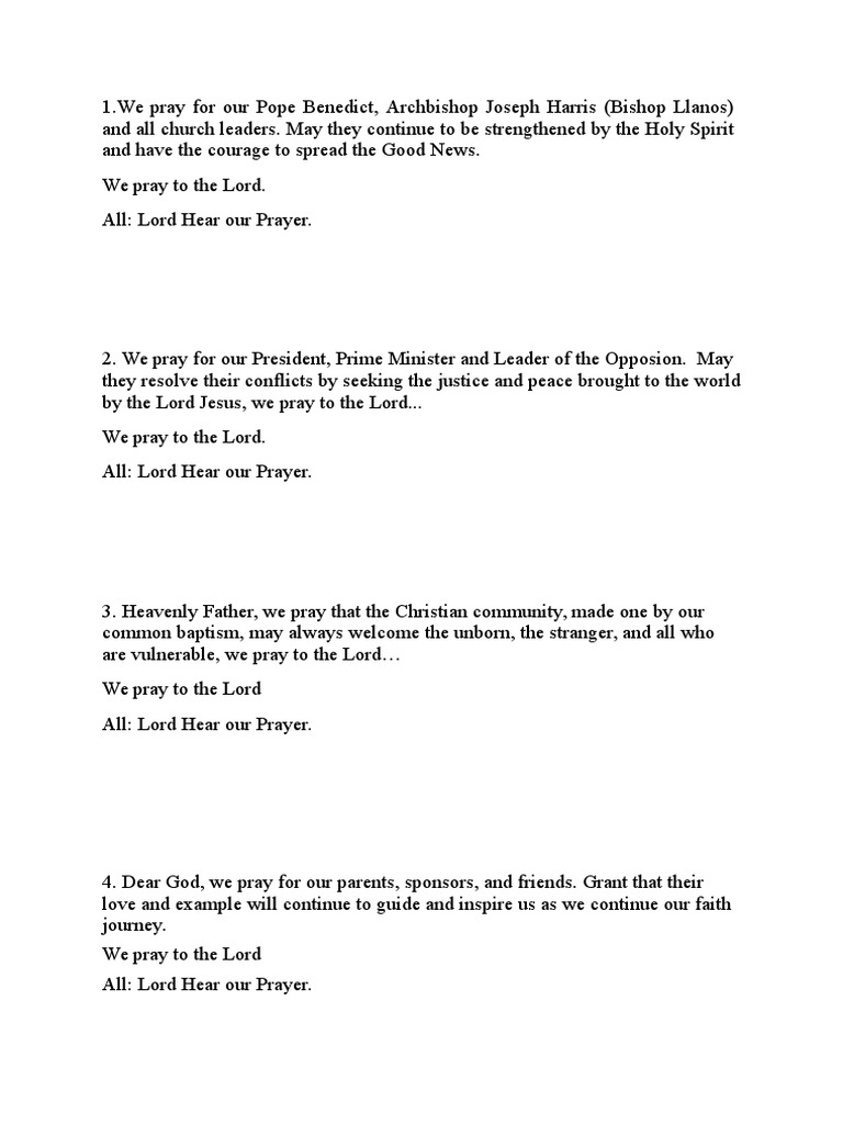 Confirmation (Prayers of the Faithful)