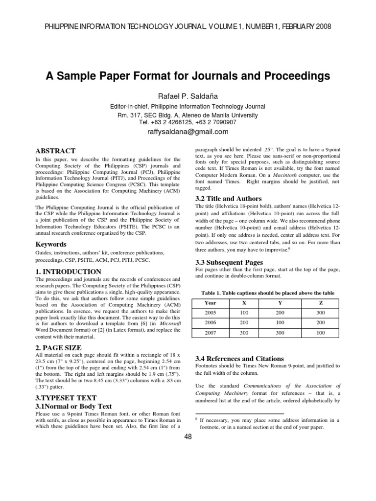 ACM Format Times New Roman Citation