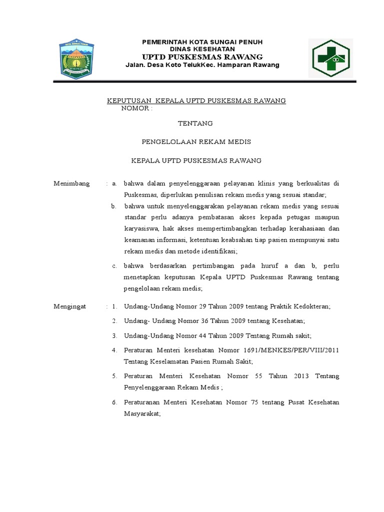 8.4.2.1 SK Tentang Akses Terhadap Rekam Medis