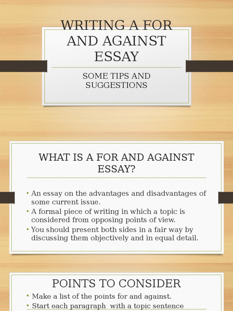 for and against essay examples pdf