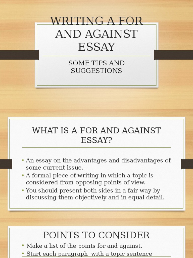 for and against essay c2