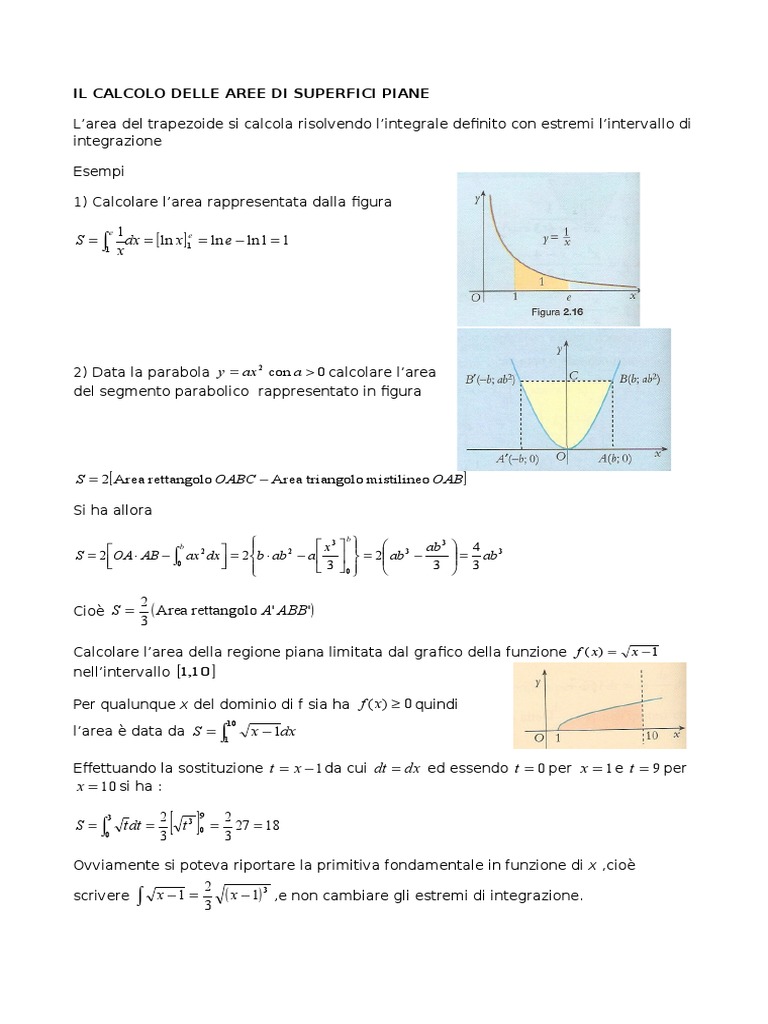 Calcolo Aree Integrali Esercizi Svolti Pdf