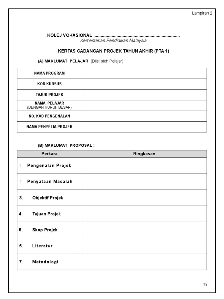 Format Kertas Cadangan (Proposal) PTA
