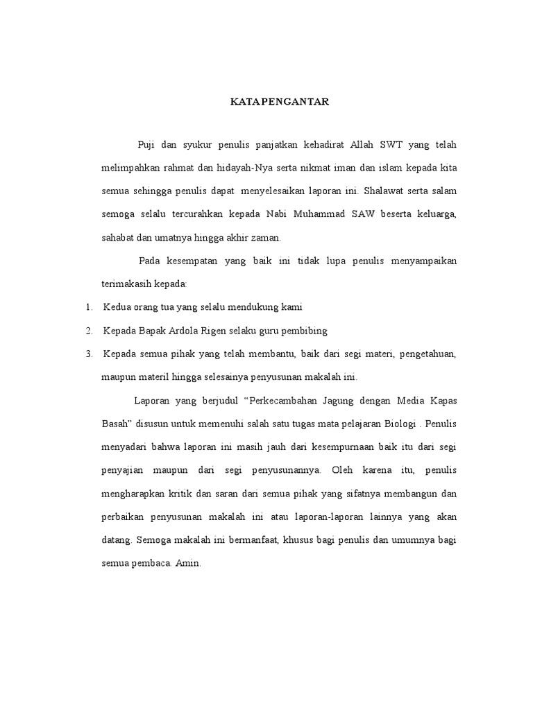 Laporan Praktikum Biologi Jagung