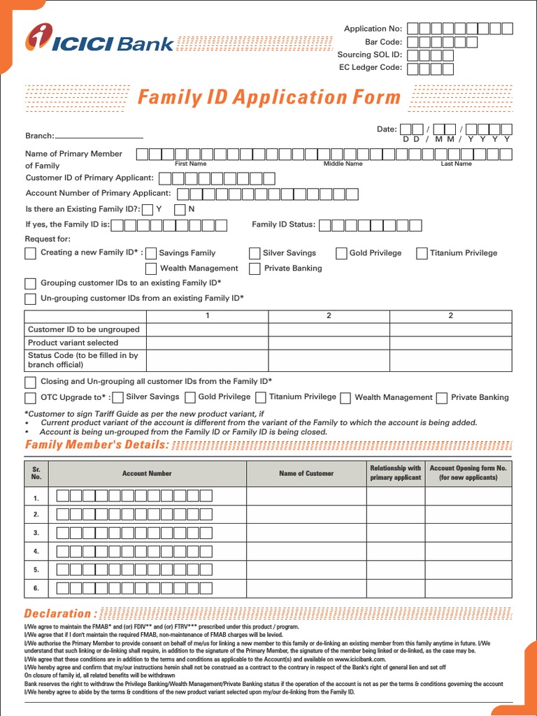 Family Id Form Deposit Account Investing