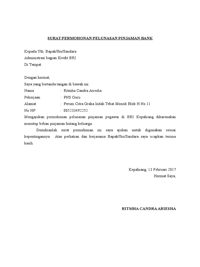 Contoh Format Surat Pernyataan Penutupan Kartu Kredit  Delinewstv