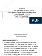Session-1 Block-I Sales Management Functions Unit-1 Introduction To Sales Management Unit-2 Personal Selling Unit-3 Sales Process