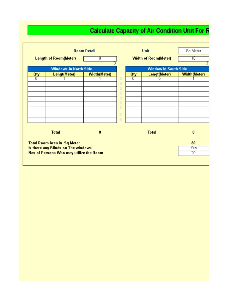 Air Conditioner Capacity Calculation Guide | PDF