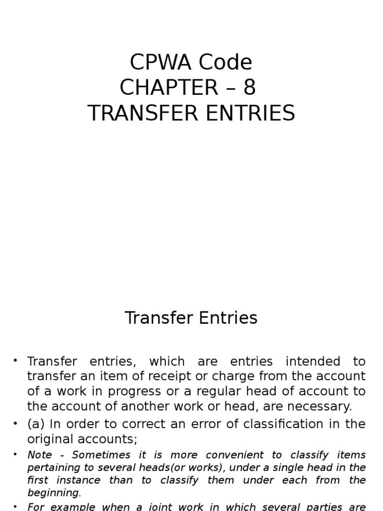 Guidelines for Transfer Entries | PDF | Debits And Credits | Financial ...