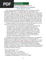 Buechler the Analyst Experience of Loneliness