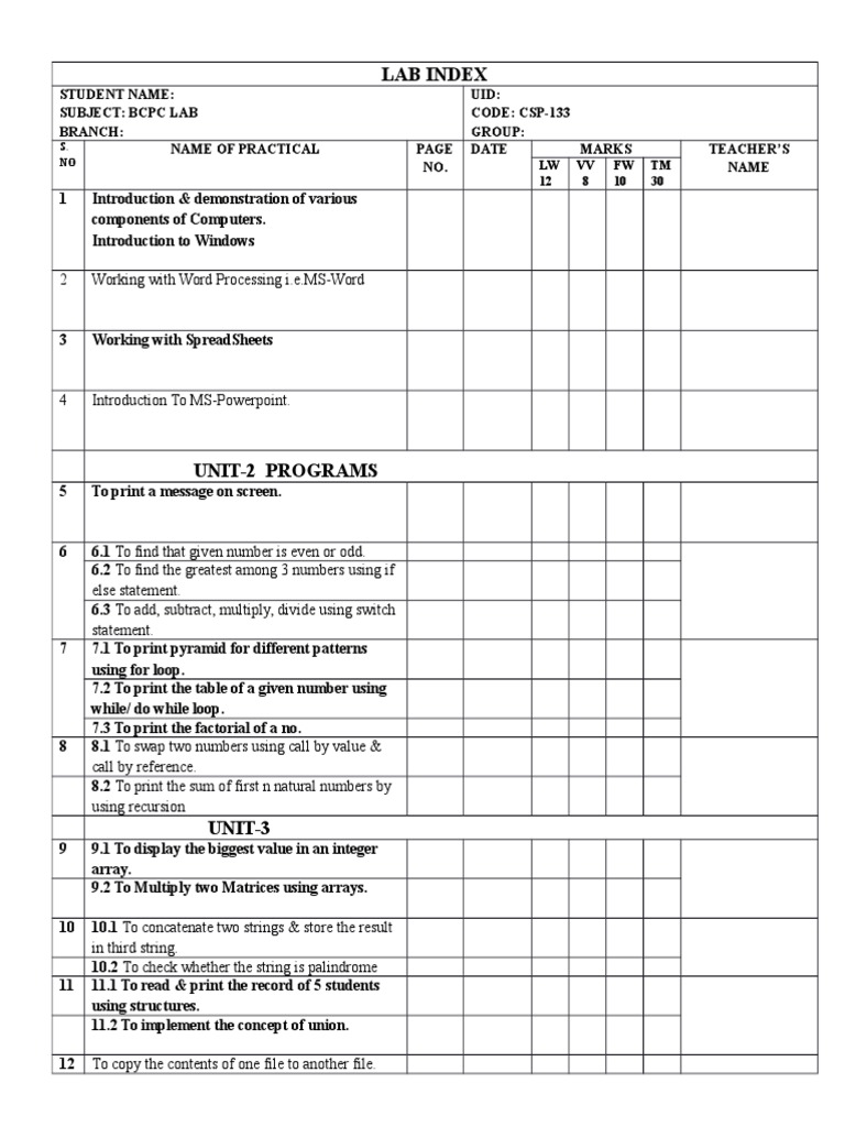 Lab Index: 2 Working With Word Processing i.e.MS-Word | PDF