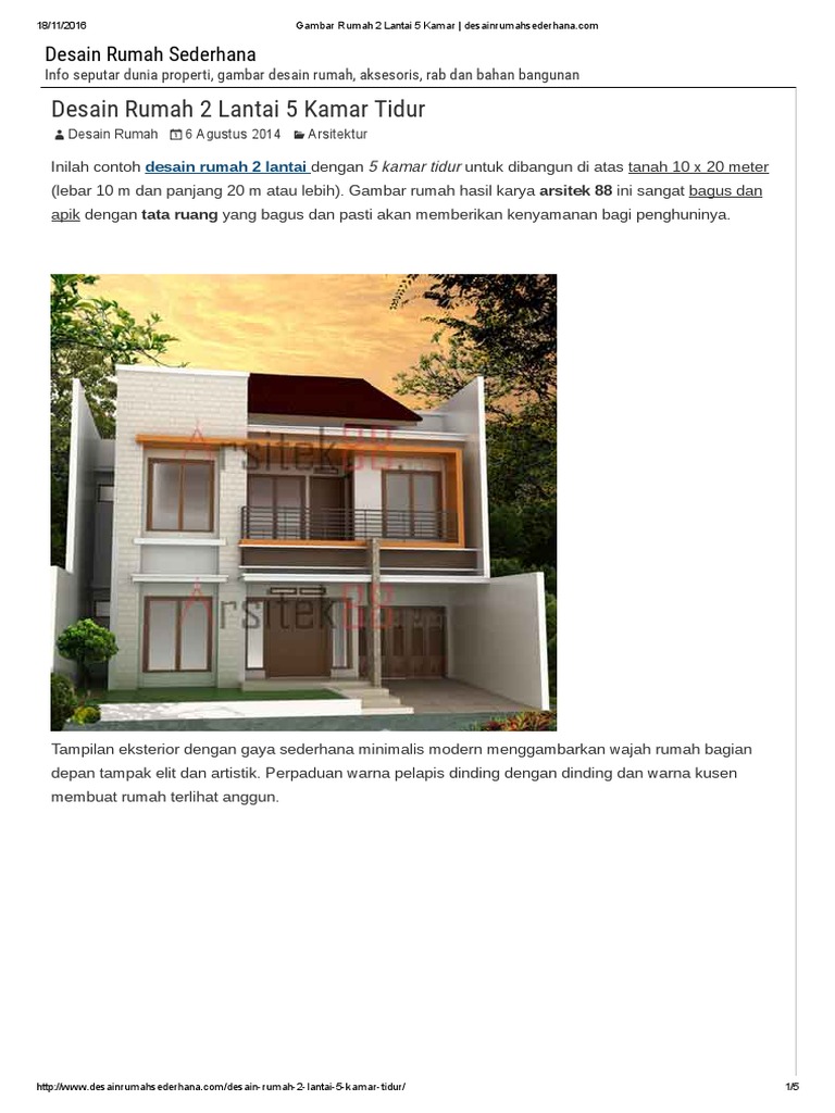 103 Gambar Rumah Minimalis 2 Lantai Lebar 10 Meter Gambar Desain