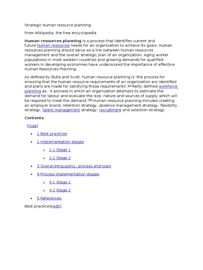 Strategic Human Resources Planning Guide | PDF | Applied Psychology ...