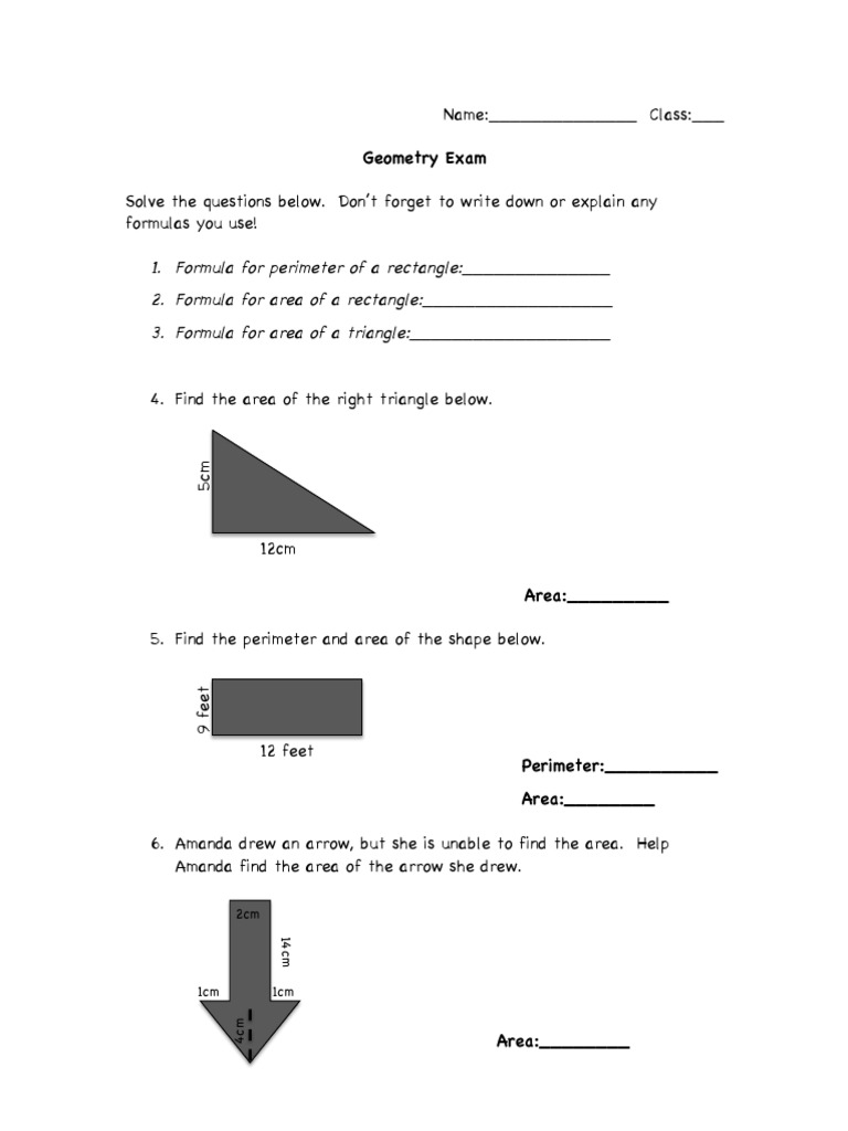 Geometry Test PDF Volume Geometric Objects