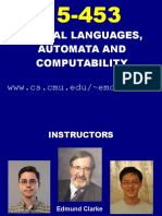 Formal Languages, Automata and Computability: WWW - Cs.cmu - Edu/ Emc/flac09