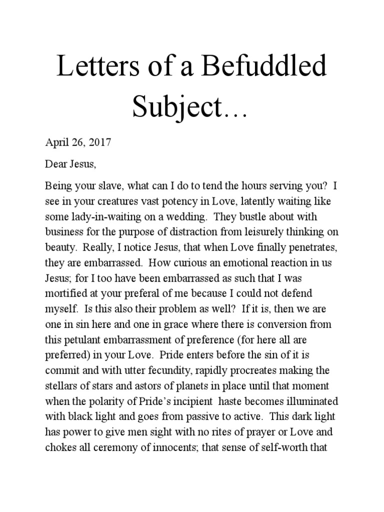 Letters of A Befuddled Subject 4-26-17 | PDF | Salvation | Jesus