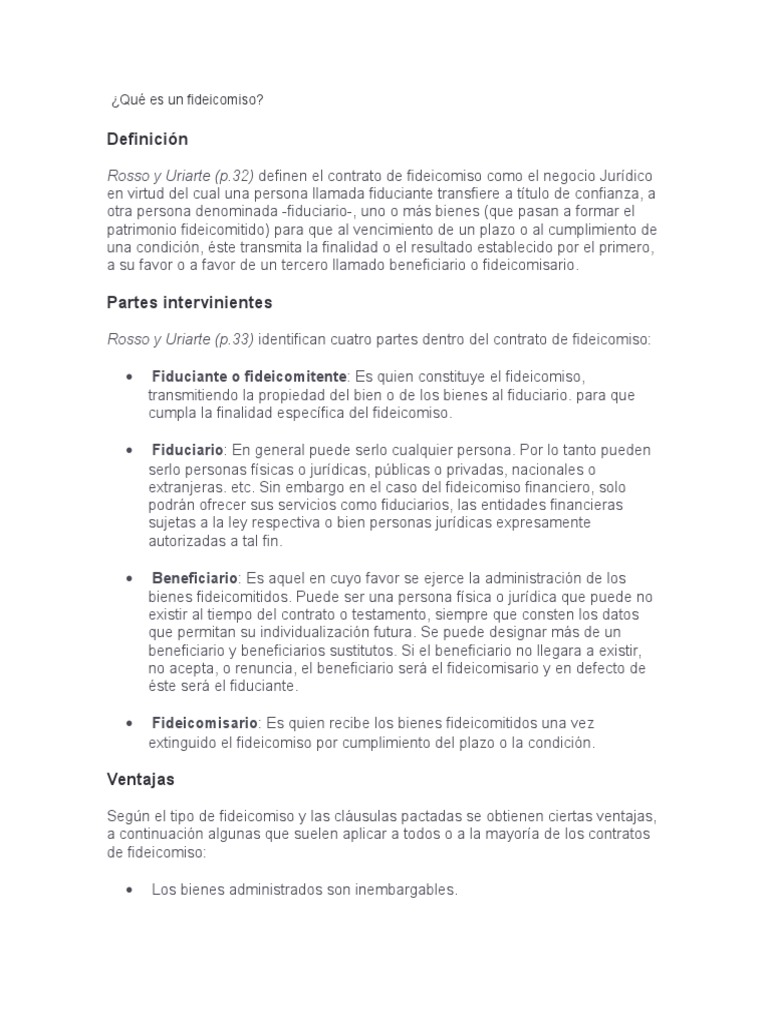 Definición y tipos de fideicomiso | PDF | Ley de fideicomiso ...