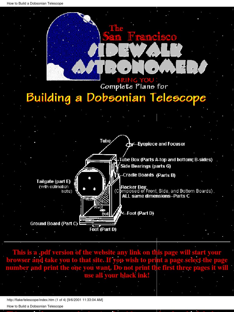 How To Build A Dobsonian Telescope PDF Optics Nature