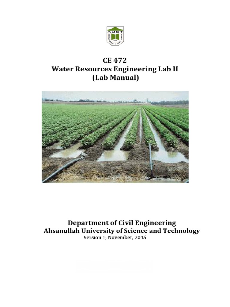 CE 472 Water Resources Engineering Lab II (Lab Manual) Department of
