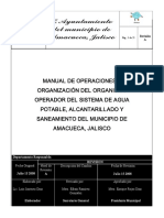 Manual de Org. y Operacion Del Organismo Operador Del SAPASA (1) - Unlocked