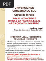 Aula 1 - Conceito e Divisão Da Medicina Legal