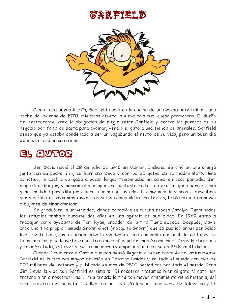 The History - Garfield PDF | PDF | Garfield | Tiras cómicas
