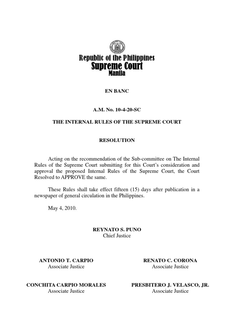 internal rules of the supreme court