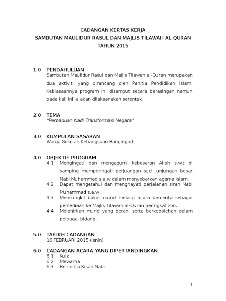 Kertas Kerja Maulidur Rasul