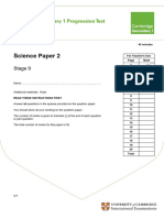 Secondary Progression Test - Stage 9 Science Paper 2