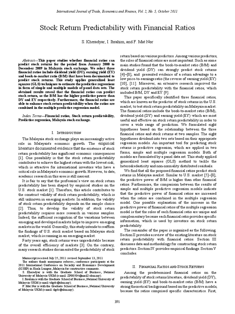 Stock Return Predictability in Malaysia | PDF | Ordinary Least Squares ...