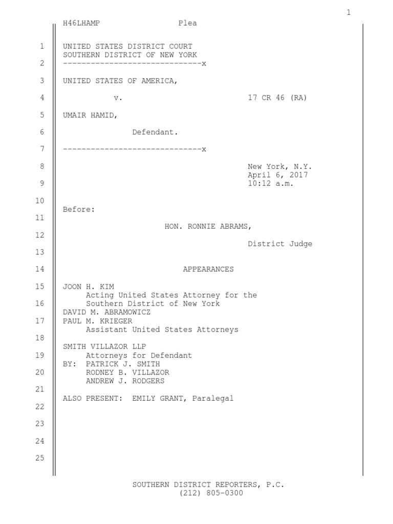 Courtroom Plea Hearing Transcript | PDF | Plea | Plea Bargain