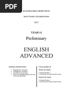 Baulkham Hills 2011 English Prelim Yearly