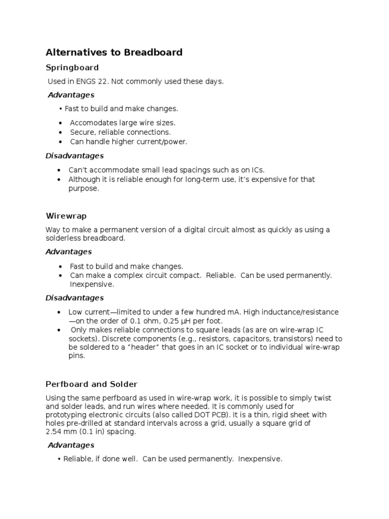 Alternatives To Breadboard PDF Printed Circuit Board Electronic