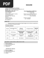 g r Reddy Resume