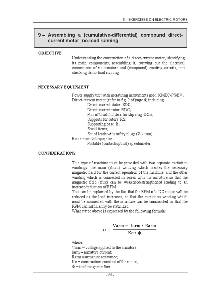 Cumulative Compound DC Motor Exercises | PDF | Electric Motor | Direct ...