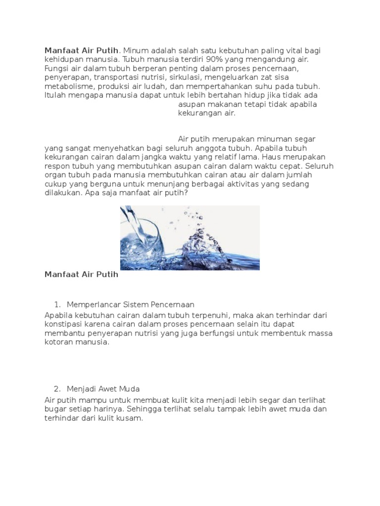 Manfaat Air Putih