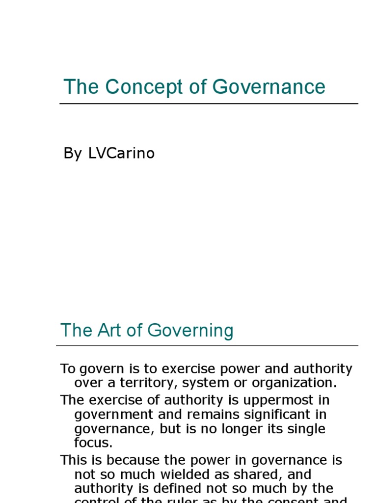 The Concept of Governance | PDF | Governance | Non Governmental ...
