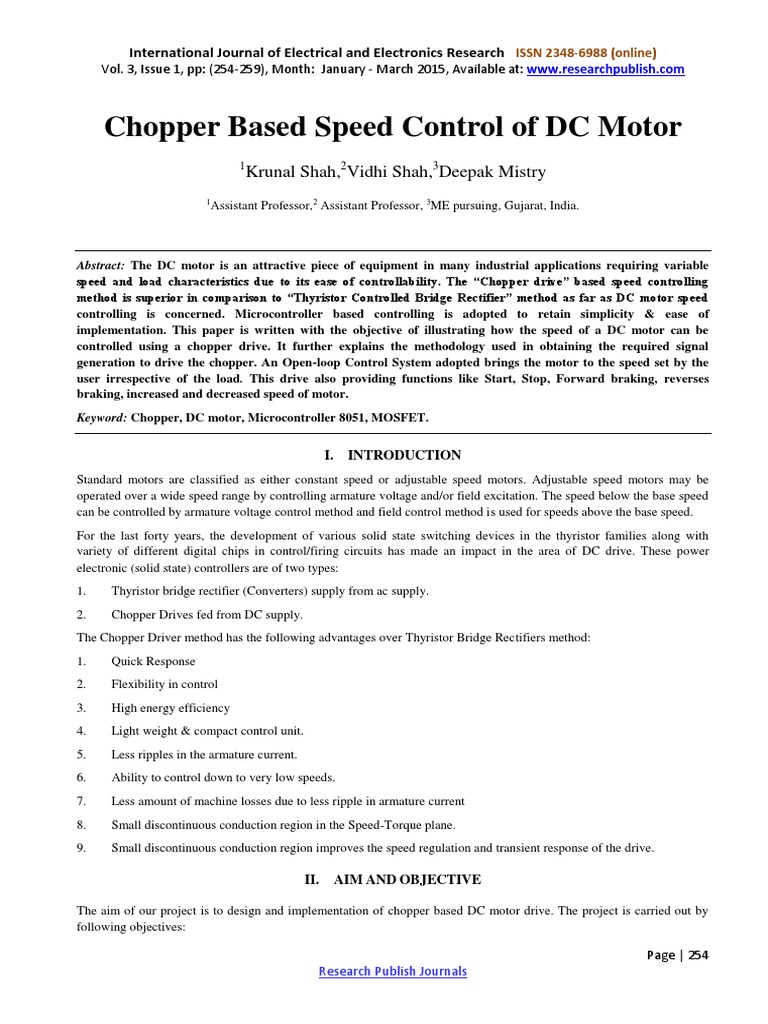Chopper Drive Speed Control for DC Motors | PDF | Mosfet | Electric Motor