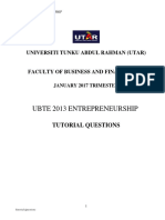 Ubte 2013 Entrepreneurship: Universiti Tunku Abdul Rahman (Utar)