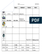 Homework Chart Week 35