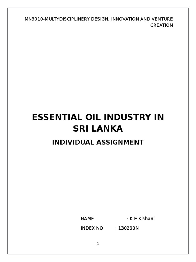 Essential Oil Industry in Sri Lanka Individual Assignment PDF