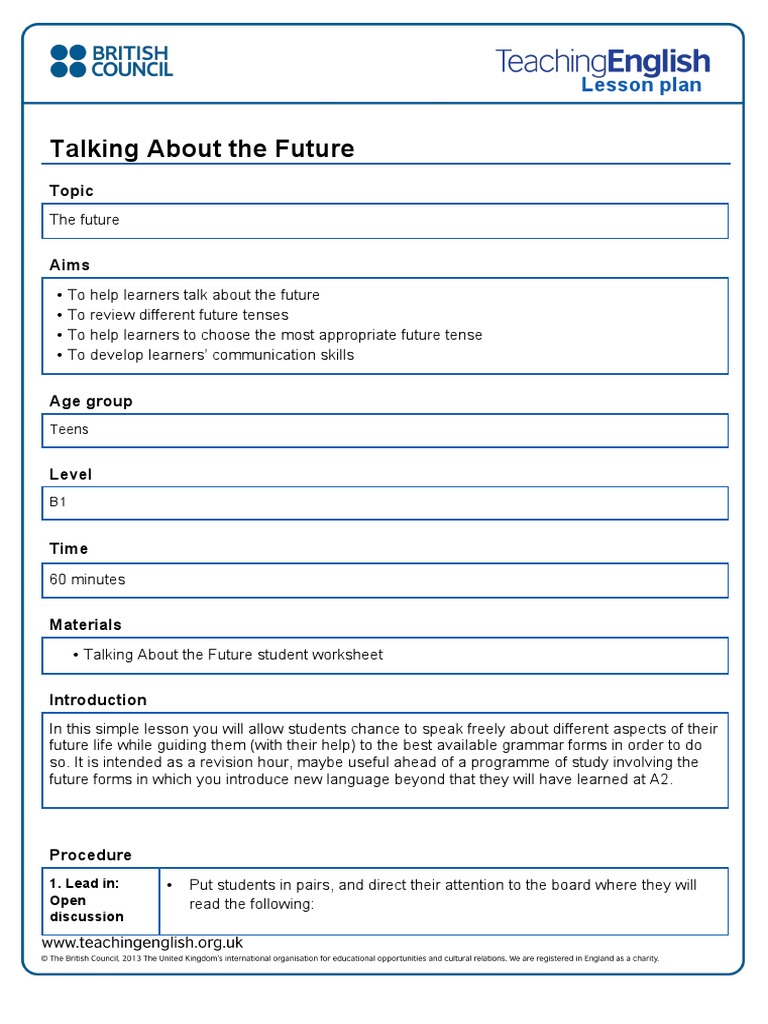 Talking About the Future Lesson Plan | Auction | Lesson Plan