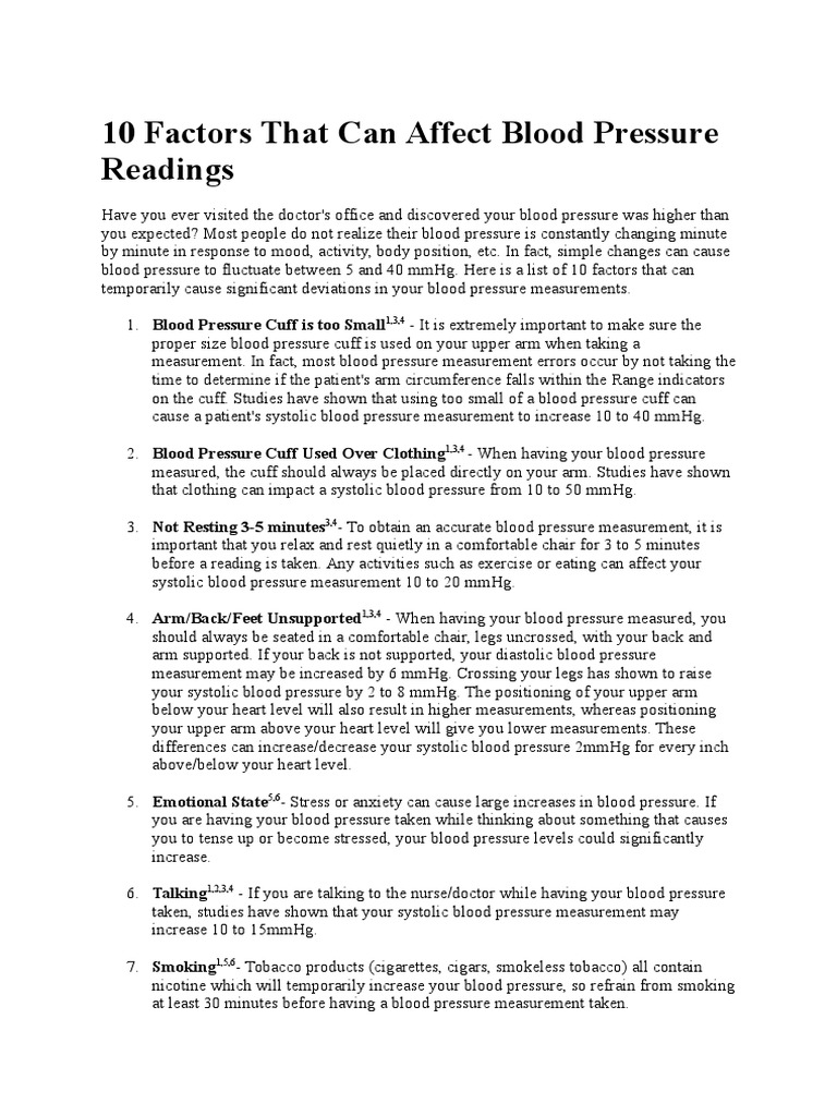 10 Factors That Can Affect Blood Pressure Readings