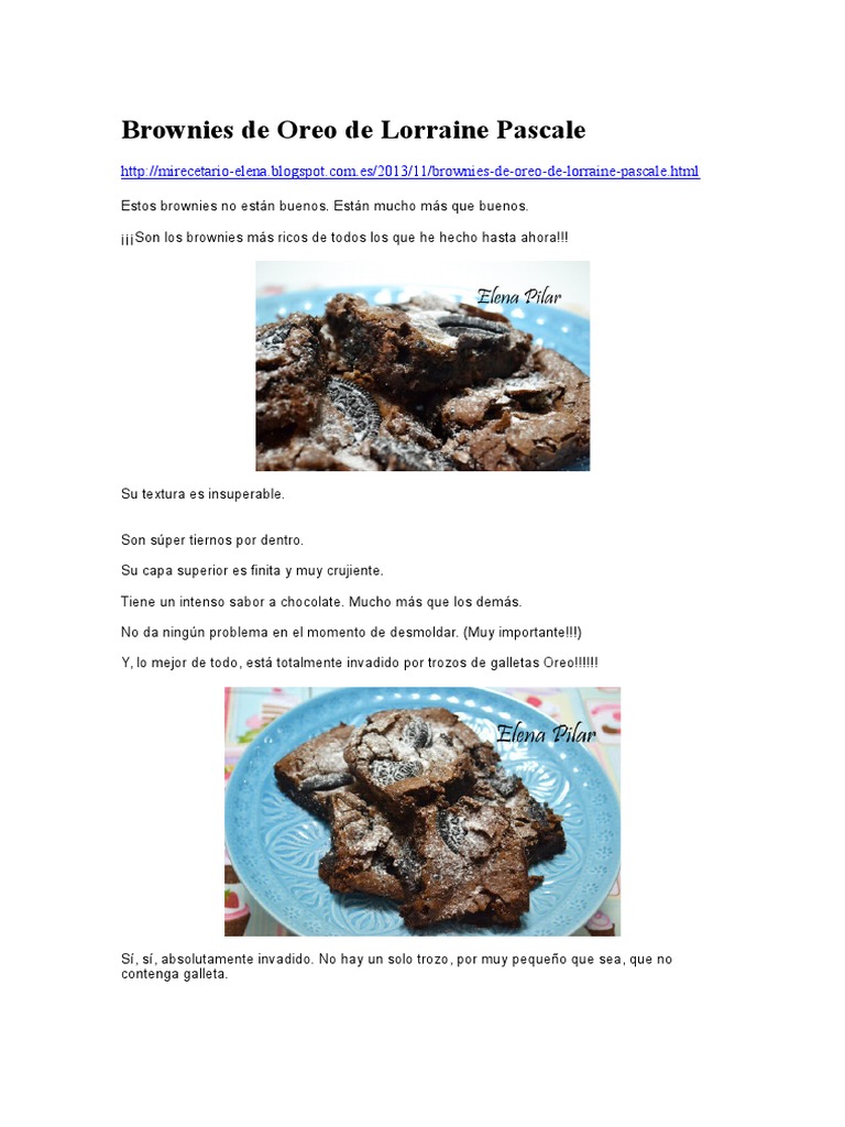 Brownies de Oreo de Lorraine Pascale PDF Chocolate Huevo como