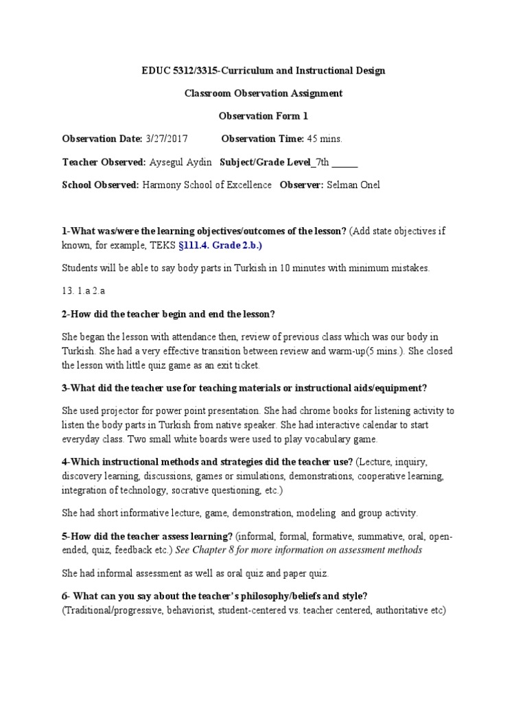 Observation essay assignment image