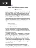 Download Bilingual Learners Bilingualism Learning and Inclusion - M Gravelle 2005 by ttrb SN34761285 doc pdf