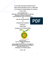 The Impact of Organizational Behaviour On Employees Behaviour in Pharmaceutical Companies in Selected Locations of Maharashtra Viz Mumbai Pune Nasik Sapna Suri