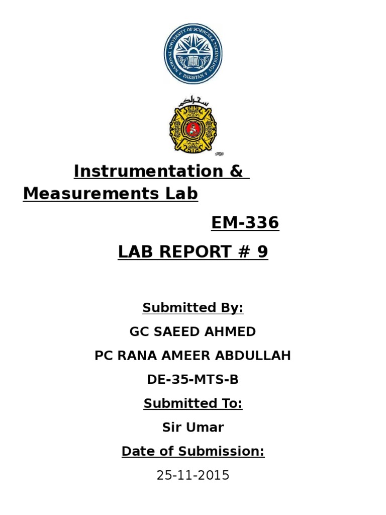 Instrumentation Lab Report No.9 | PDF | Technology & Engineering