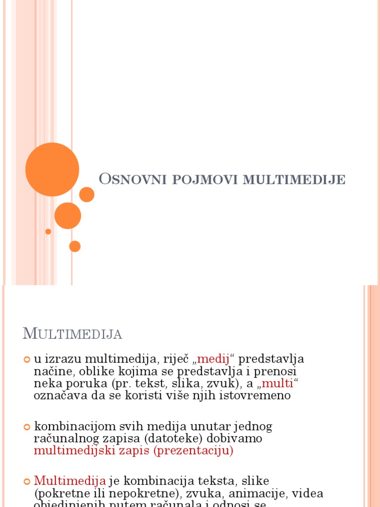 Osnovni Pojmovi Multimedije PDF | PDF